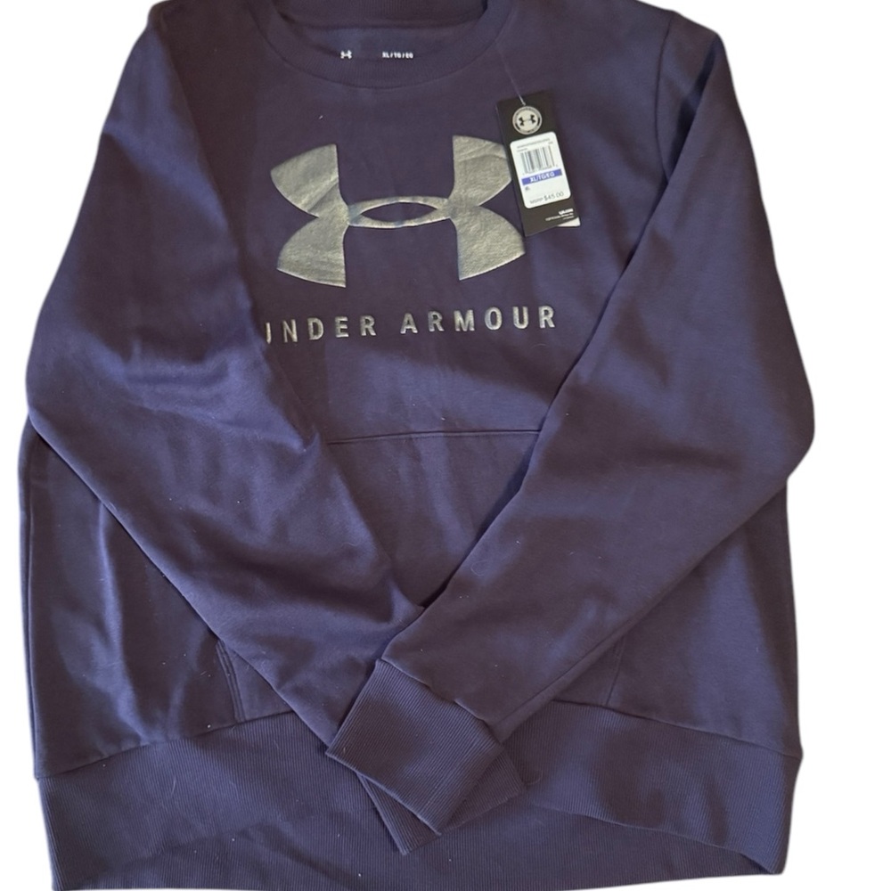 SOLD! Under Armour Graphic Sweatshirt Women's XL Purple Loose Crew Neck